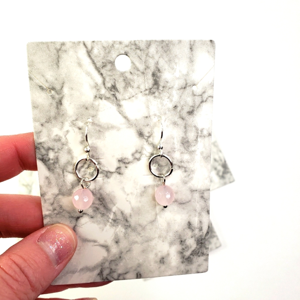 Mini or Small Rose Quartz Drop Earrings